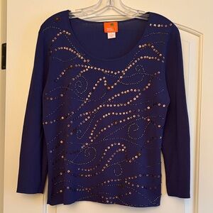Embellished Blue Women's Top